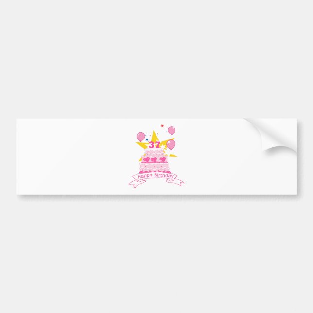 37 Year Old Birthday Cake Bumper Sticker (Front)