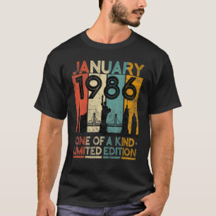 37 Years Old Vintage January 1986 Birthday Men Wom T-Shirt