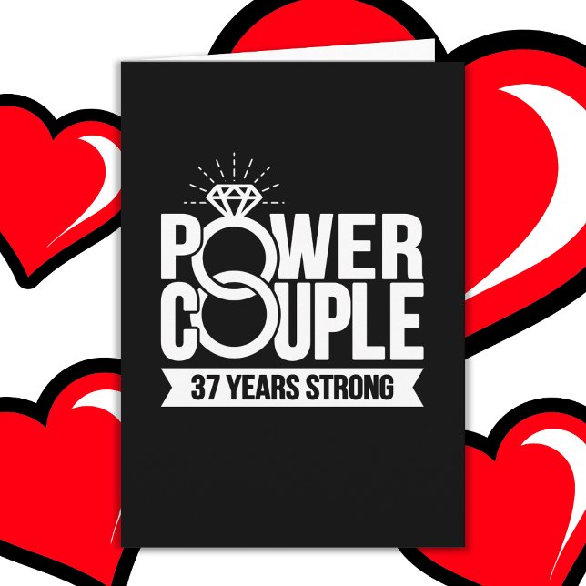 37 Years Strong Power Couple Cute 37th Anniversary Card (Creator Uploaded)