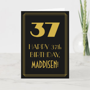 37th Birthday ~ Art Deco Inspired Look "37" & Name Card