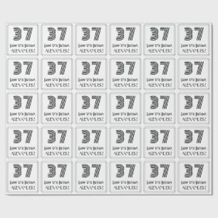 37th Birthday: Art Deco Inspired Style "37" + Name Wrapping Paper