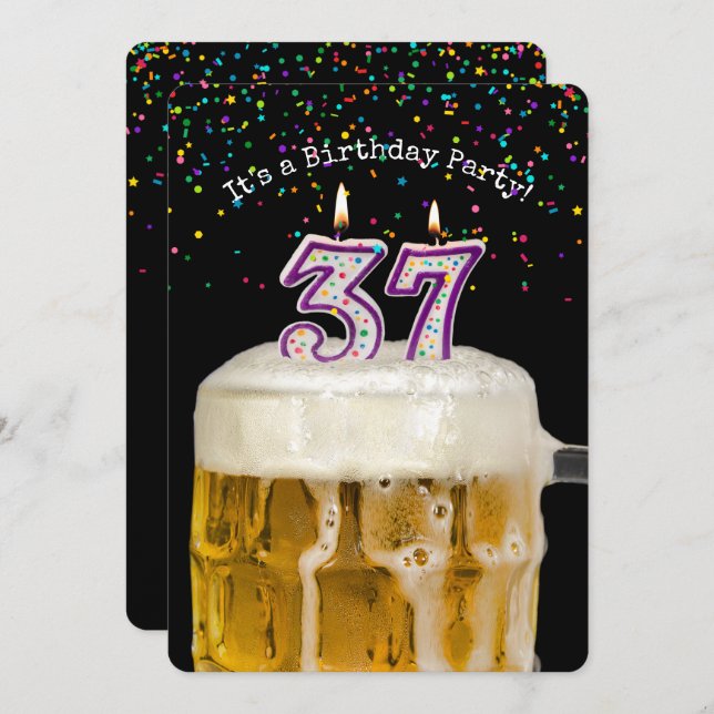 37th Birthday Beer Party Invitation (Front/Back)