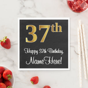 37th Birthday ~ Elegant Luxurious Faux Gold Look # Napkin
