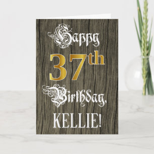 37th Birthday: Faux Gold Look + Faux Wood Pattern Card