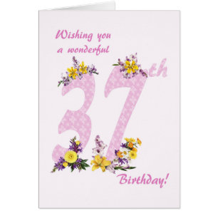37th Birthday Flower Decorated Numbers