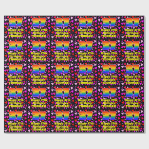 37th Birthday: Loving Hearts Pattern, Rainbow # 37 Wrapping Paper