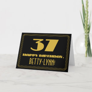37th Birthday: Name + Art Deco Inspired Look "37" Card