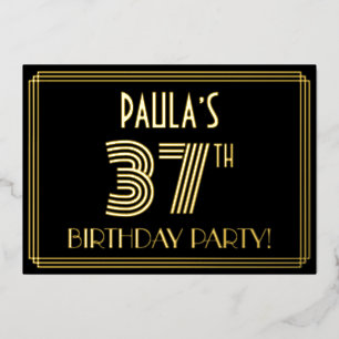 37th Birthday Party — Art Deco Style “37” + Name