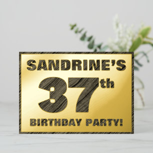 37th Birthday Party — Bold, Faux Wood Grain Text