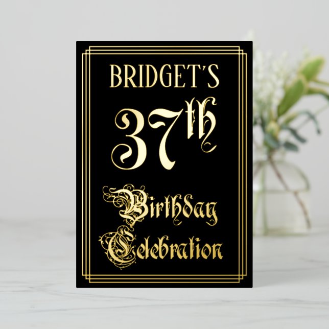 37th Birthday Party — Fancy Script & Custom Name (Standing Front)