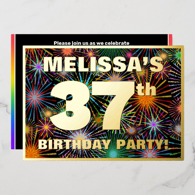 37th Birthday Party — Fun, Colourful Fireworks Loo (Front/Back)