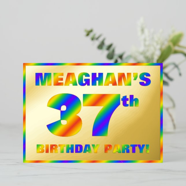 37th Birthday Party — Fun, Rainbow Spectrum “37” (Standing Front)