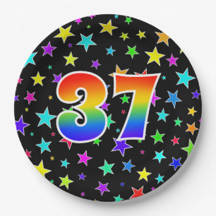 37th Event: Bold, Fun, Colourful Rainbow 37 Paper Plate