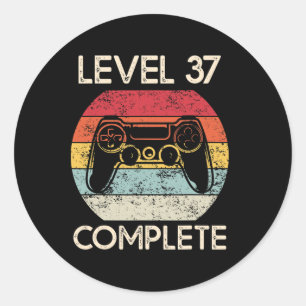37th Wedding Anniversary Couples Husbynd Gamer Fun Classic Round Sticker