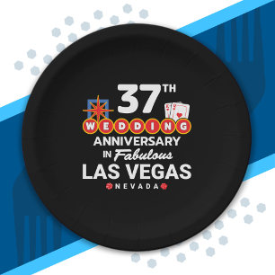 37th Wedding Anniversary Couples Las Vegas Trip Paper Plate