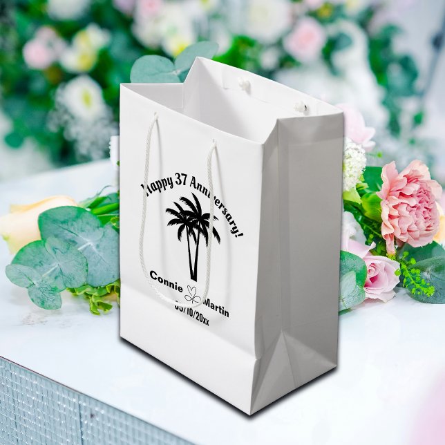 37th Wedding Anniversary Palm Trees Medium Gift Bag (Creator Uploaded)