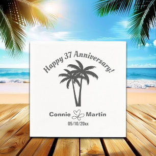 37th Wedding Anniversary Palm Trees Napkin