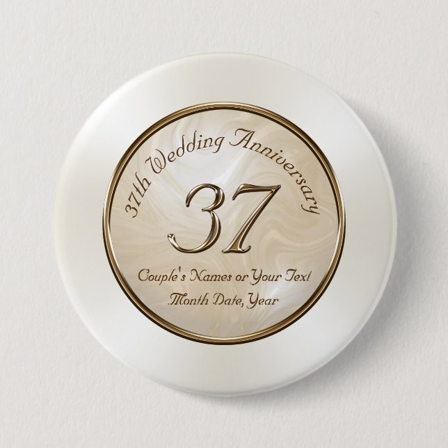 37th Wedding Anniversary Pins, Personalised 7.5 Cm Round Badge (Front)