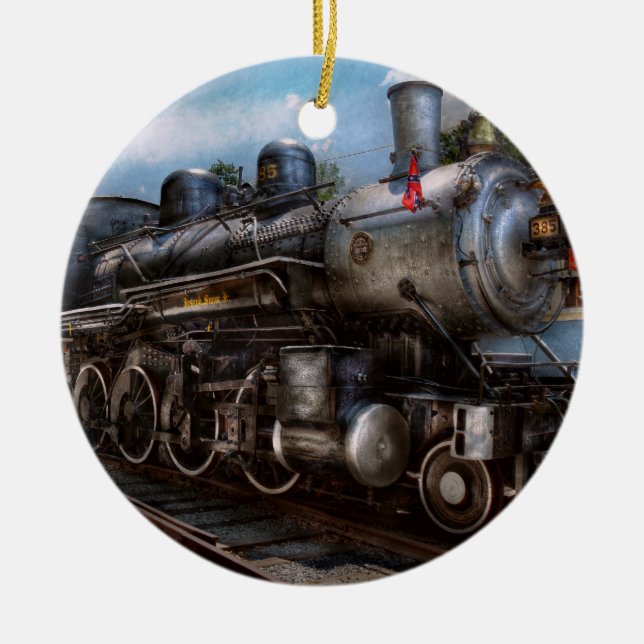 385 - Train - Steam - 385 Fully restored Ceramic Tree Decoration (Front)