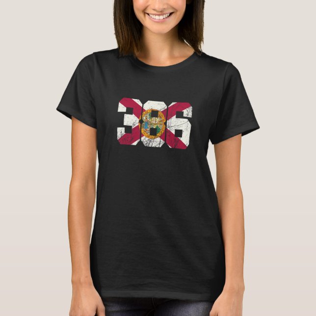 386 Area Code Flag of Florida State Daytona Beach T-Shirt (Front)