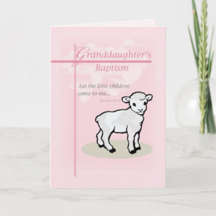 3874 Granddaughter Baptism Pink Lamb Card