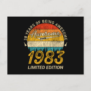 38 Year Old Bday 1983 Awesome Since 38th Birthday Postcard