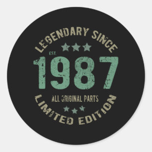 38 Year Old Bday 1987 Legend 38th Birthday Gift Classic Round Sticker