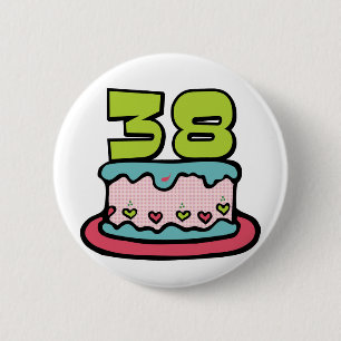 38 Year Old Birthday Cake 6 Cm Round Badge