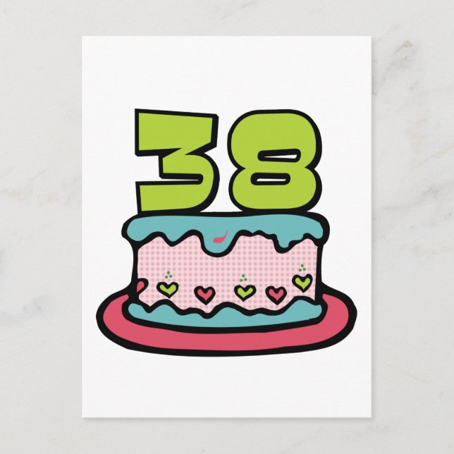 38 Year Old Birthday Cake Postcard (Front)
