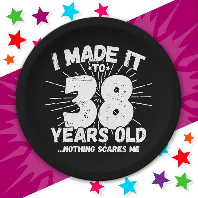 38 Year Old Sarcastic Meme Funny 38th Birthday Paper Plate (Creator Uploaded)