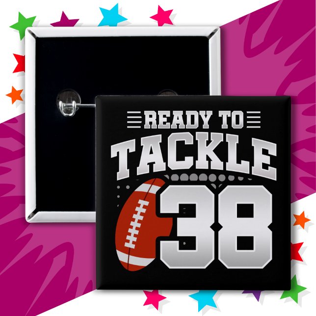 38 Year Old Tackle Football Party 38th Birthday 15 Cm Square Badge (Creator Uploaded)