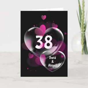 38th Anniversary Heart Bubbles on Black Card