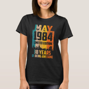 38th Birthday 38 Years Awesome Since May 1984 Vint T-Shirt