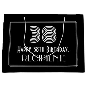 38th Birthday — Art Deco Inspired Look "38" & Na Large Gift Bag