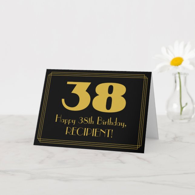 38th Birthday: Art Deco Inspired Look "38" & Name Card (Small Plant)