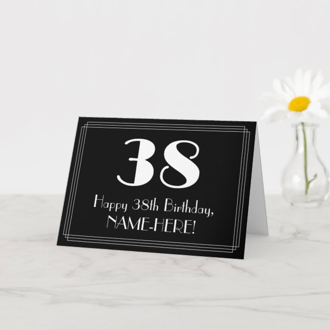 38th Birthday ~ Art Deco Inspired Look "38", Name Card (Small Plant)