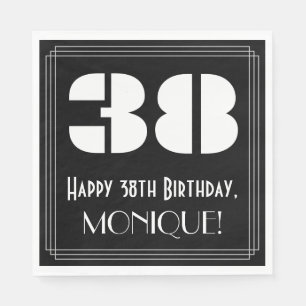 38th Birthday: Art Deco Inspired Look "38" + Name Napkin