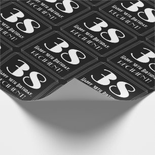 38th Birthday - Art Deco Inspired Look "38", Name Wrapping Paper
