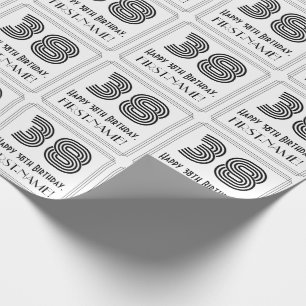 38th Birthday: Art Deco Inspired Style "38" + Name Wrapping Paper