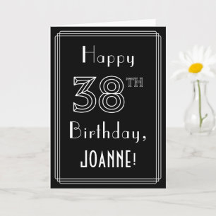 38th Birthday: Art Deco Style # 38 & Custom Name Card
