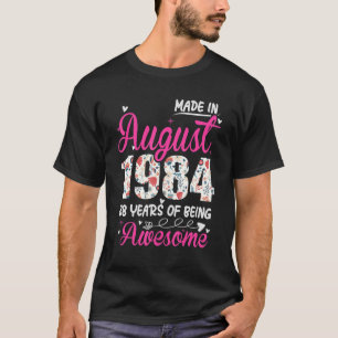 38th Birthday Awesome Since August 1984 Floral T-Shirt