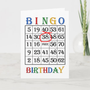 38th Birthday Bingo card