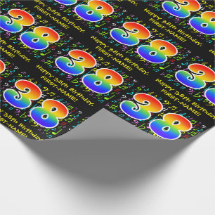 38th Birthday: Colorful Music Symbols, Rainbow 38 Wrapping Paper