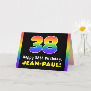 38th Birthday: Colourful Rainbow # 38, Custom Name Card