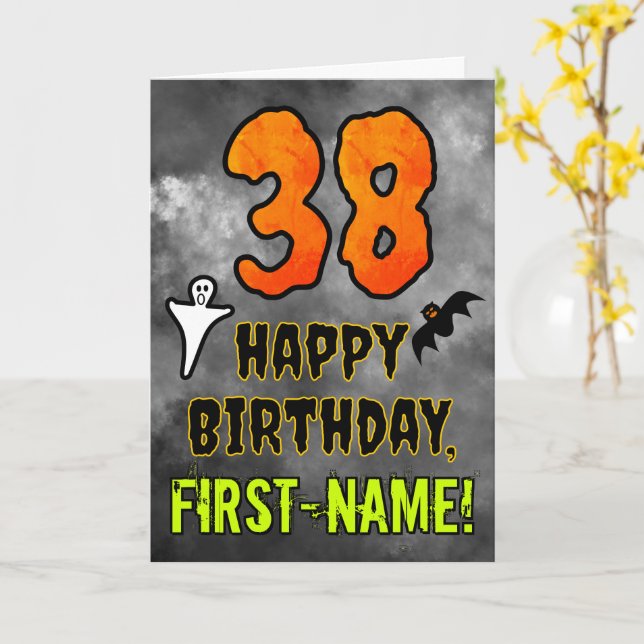 38th Birthday: Eerie Halloween Theme + Custom Name Card (Yellow Flower)