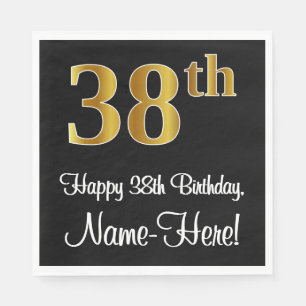 38th Birthday ~ Elegant Luxurious Faux Gold Look # Napkin