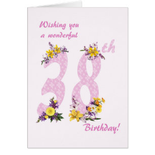 38th Birthday Flower Decorated Numbers