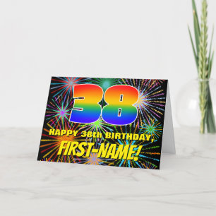 38th Birthday: Fun, Colourful Celebratory Firework Card