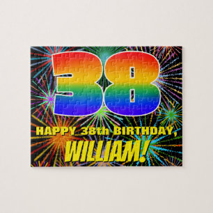38th Birthday: Fun, Colourful Celebratory Firework Jigsaw Puzzle