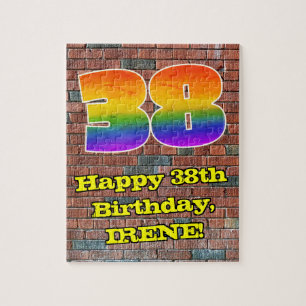 38th Birthday: Fun Graffiti-Inspired Rainbow 38 Jigsaw Puzzle